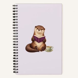Loutre de lecture confortable avec livre violet et