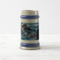 Loutre de mer flottant la tasse de Steiner