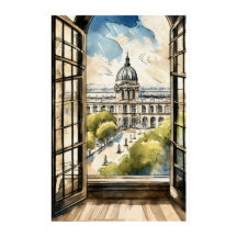 Louvre durch ein Fenster Poster