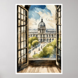 Louvre durch ein Fenster Poster