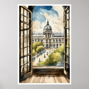 Louvre durch ein Fenster Poster