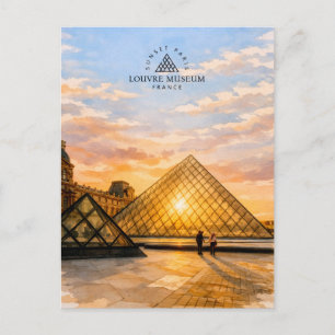 Louvre Museum Sonnenuntergang Paris Frankreich A Postkarte