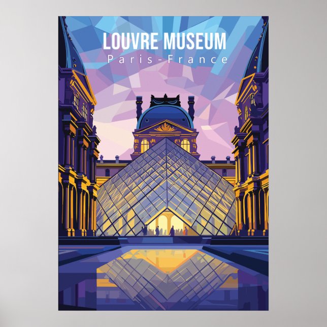 Louvre Museum Travel Poster Fotografie Print (Vorne)