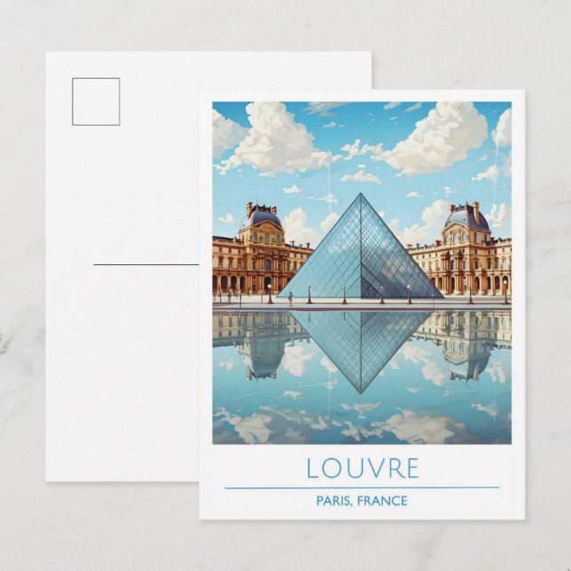 Louvre Paris Frankreich Vintage Travel Postkarte (Vorne/Hinten)