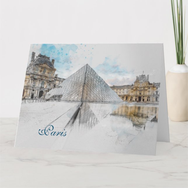 Louvre Paris Grußkarte - Elegante Reise Karte (Vorderseite)