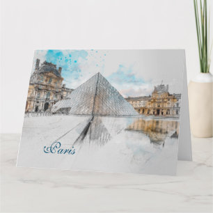 Louvre Paris Grußkarte - Elegante Reise Karte