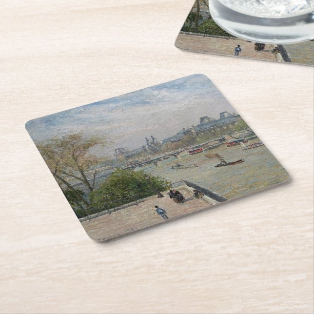 Louvre, Spring Camille Pissarro Rechteckiger Pappuntersetzer (angewinkelt)