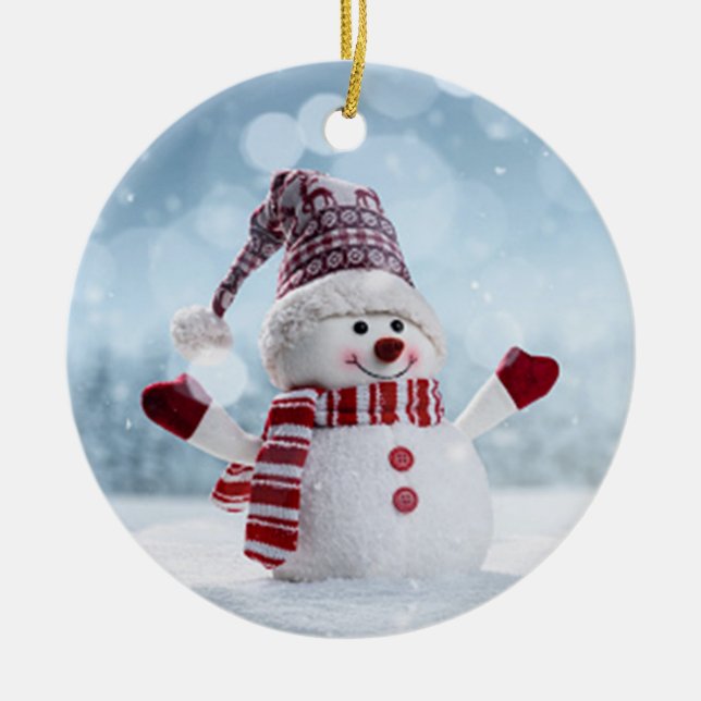 Lovable Snowman Keramik Ornament (Vorne)