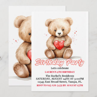 Lovable Teddy Bear Birthday Party Einladung