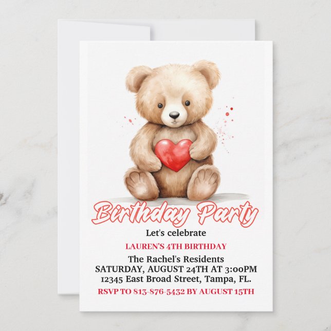 Lovable Teddy Bear Birthday Party Einladung (Vorderseite)