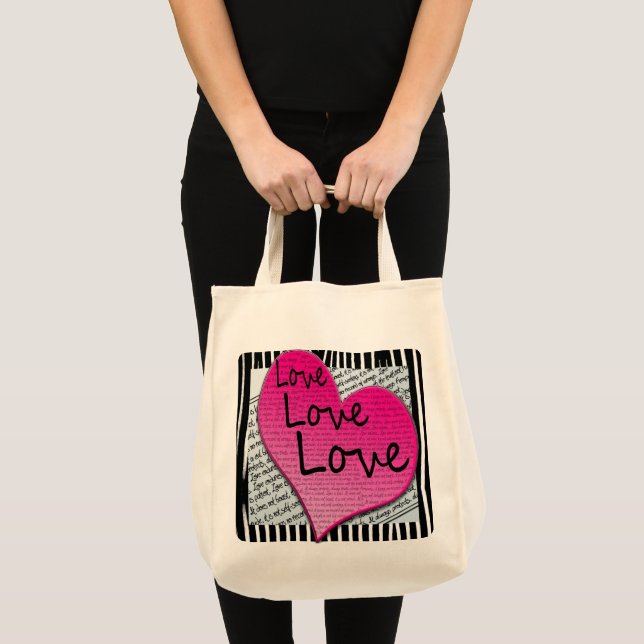 Love 1 Corinthians 13 Zebra Hearts Sac réutilisabl (Devant (produit))