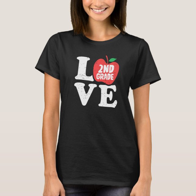 Love 2nd Grade Apple Second Grader Student Teacher T-Shirt (Vorderseite)