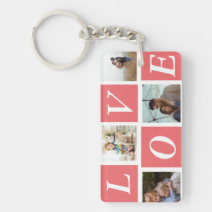 Love 4 Photo Collage Porte - clé - Forme cardiaque