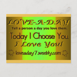 Love A Day Postcard-Green/Dark Yellow Postkarte