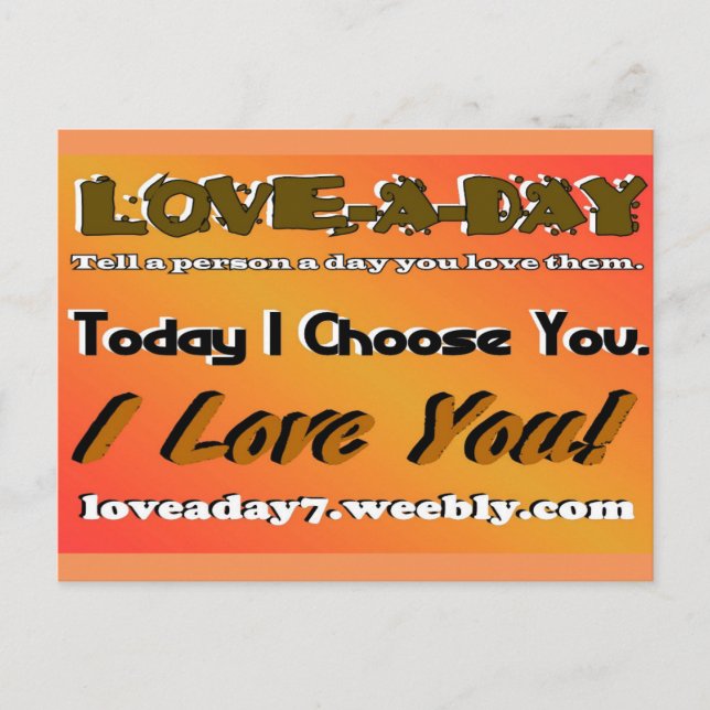 Love A Day Postcard-Orange Postkarte (Vorderseite)