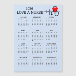 Love a Nurse 2026 Calendar Magnetic Card Magnetkarte