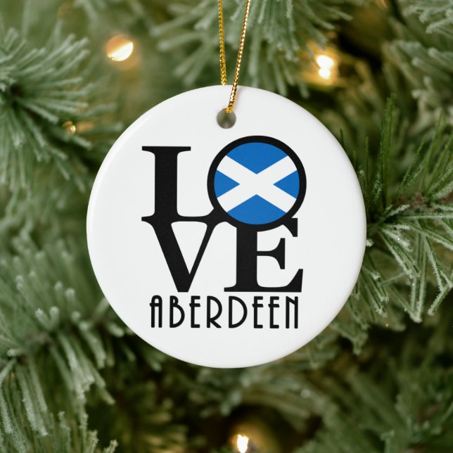 LOVE Aberdeen Scotland Keramik Ornament (Baum)