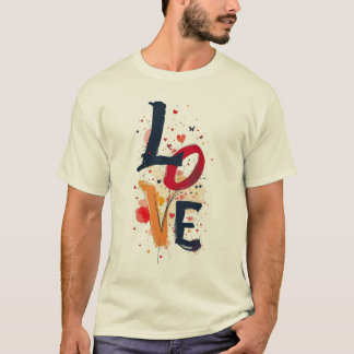 LOVE Abstrakte Malerei-Typografie-T-Shirt – Künstl T-Shirt