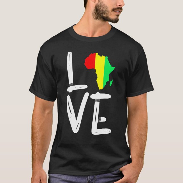 LOVE Africa Map Black History Month African Pride  T-Shirt (Vorderseite)