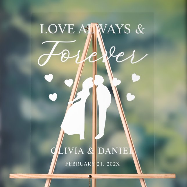 Love Always & Forever Personalized Wedding Acrylschild (Neutral)
