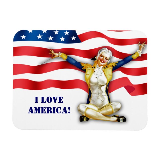 Love America. Retro Pin-up Magnet (Horizontal)