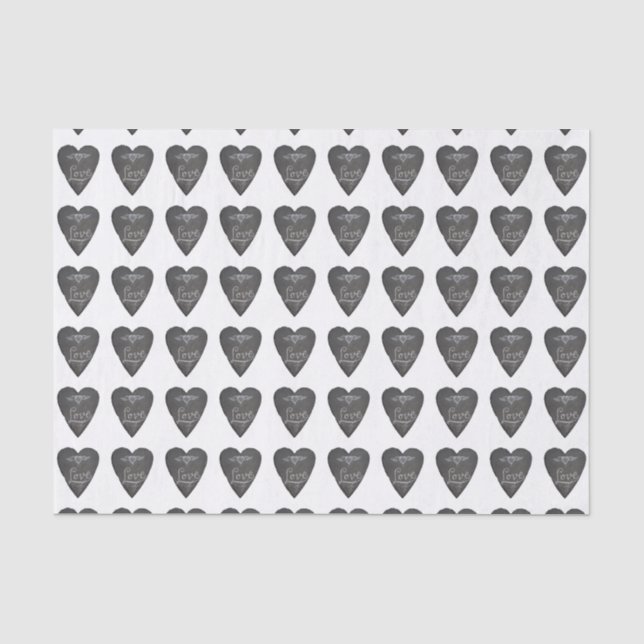 Love and Heart in Chalk Chalkboard Pattern Seidenpapier (Vorderseite)