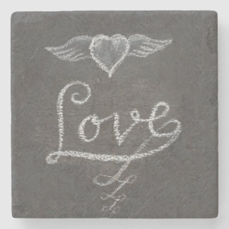 Love and Heart in Chalk Chalkboard Steinuntersetzer