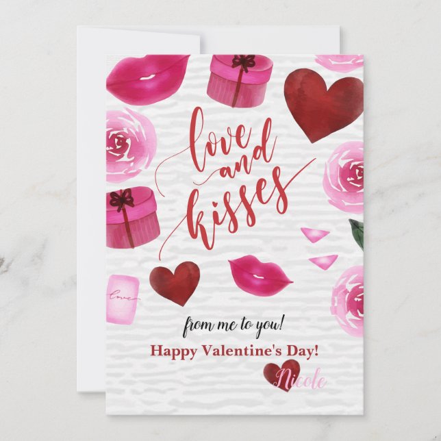 Love and Kisses Carte Saint Valentin (Devant)