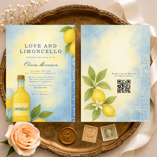Love and Limoncello Italian QR Code Bridal Shower Einladung (Von Creator hochgeladen)