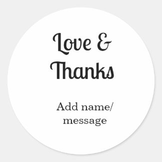 Love and thanks business name text message runder aufkleber