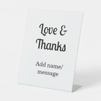 Love and thanks business name text message sockelschild