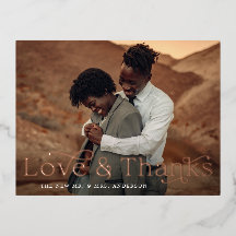 Love and Thanks Foil Mariage Carte postale Merci