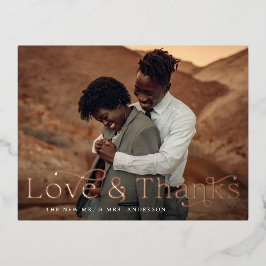 Love and Thanks Foil Mariage Carte postale Merci