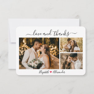 Love and Thanks Mariage Photo Carte de remerciemen