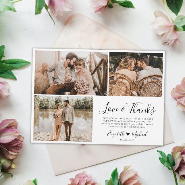 Love and Thanks Mariage Photo Carte de remerciemen (Créateur téléchargé)