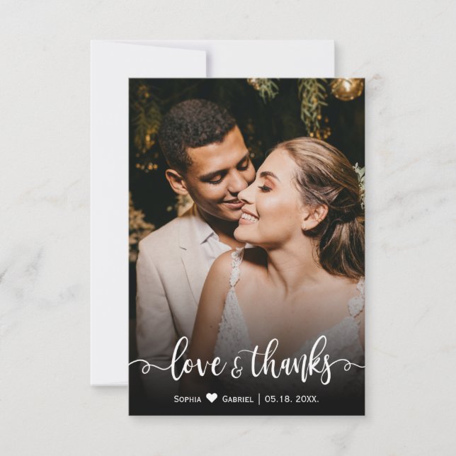 Love and Thanks Mariage Photo Carte de remerciemen (Devant)