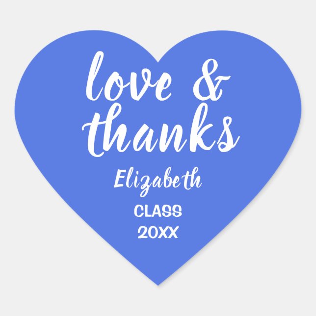 Love and Thanks Navy Blue Graduation Sticker (Devant)