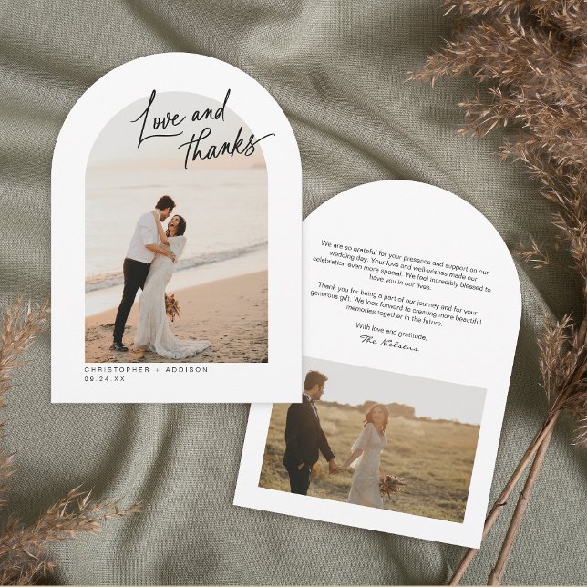 Love and Thanks Photo Mariage Carte de remerciemen (5" x 7" Front and Back )