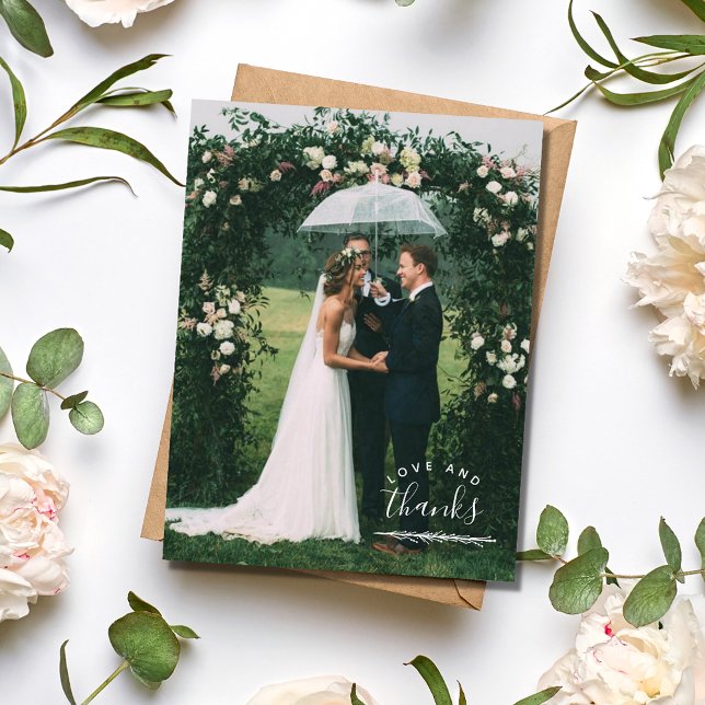 Love and Thanks Photo Mariage Cartes postales Merc (Love and Thanks Photo Wedding Thank You Postcards)