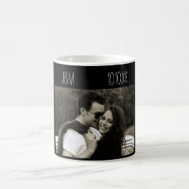 Love Anniversary Couple Photo Date Initials Black Kaffeetasse