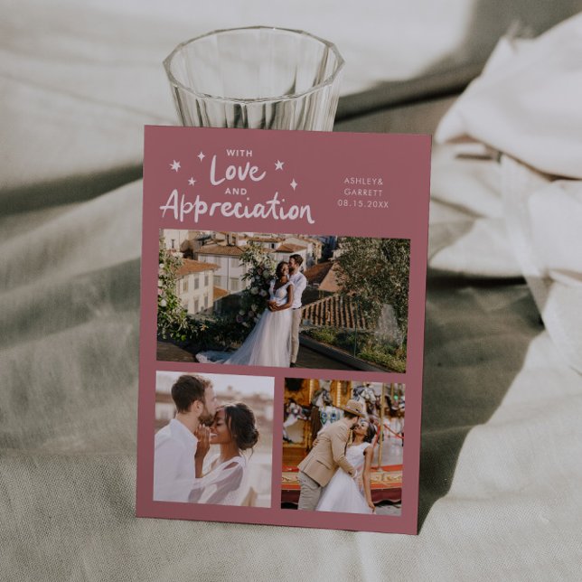 Love Appreciation Wedding Multi Photo Pink Dankeskarte (Von Creator hochgeladen)