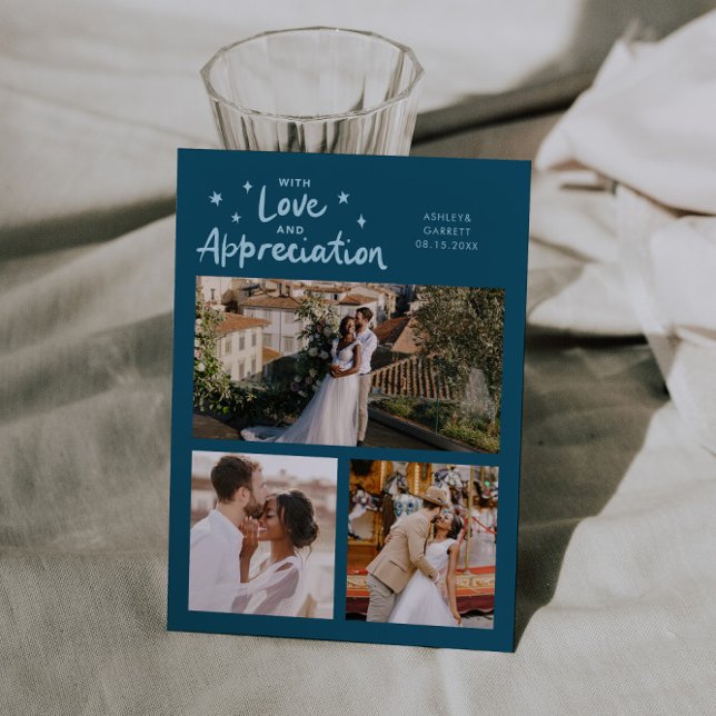 Love Appreciation Wedding Multi Photo Teal Dankeskarte (Von Creator hochgeladen)