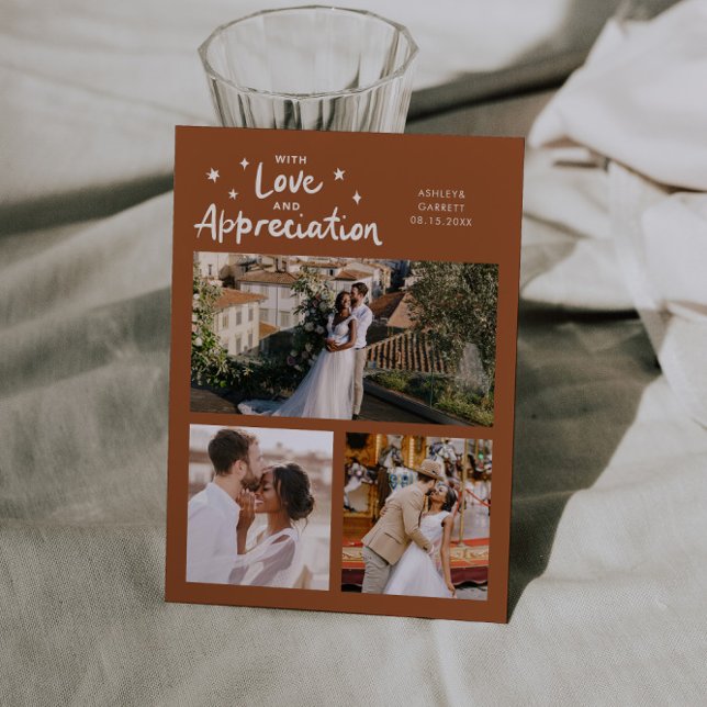 Love Appreciation Wedding Multi Photo Terracotta Dankeskarte (Von Creator hochgeladen)