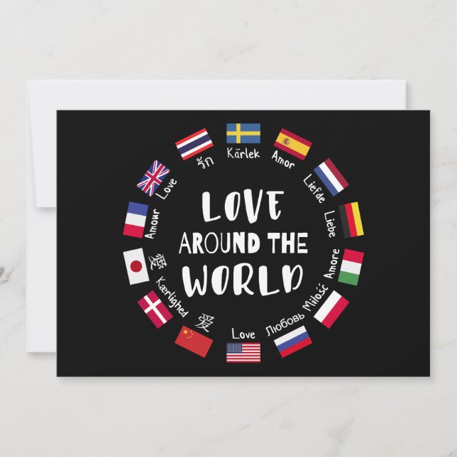 Love Around the World Languages  Einladung (Vorderseite)