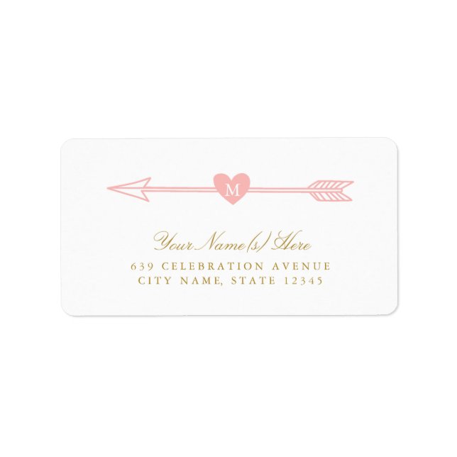Love Arrows Monogram Address Labels Adressaufkleber (Vorne)