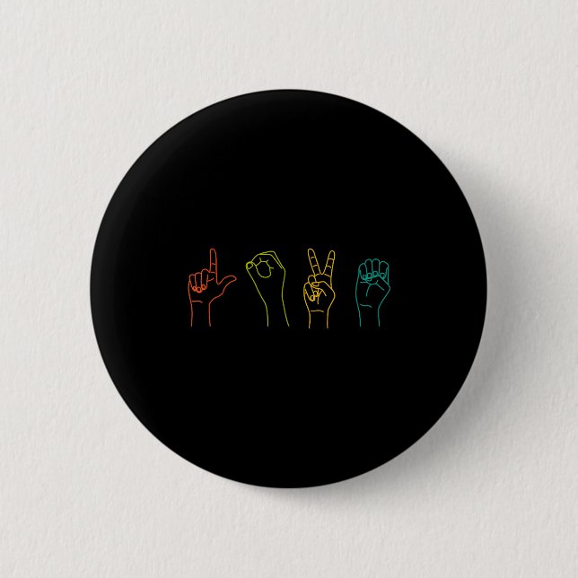 Love Asl Sign Language Alphabet Valentines Day  Button (Vorderseite)