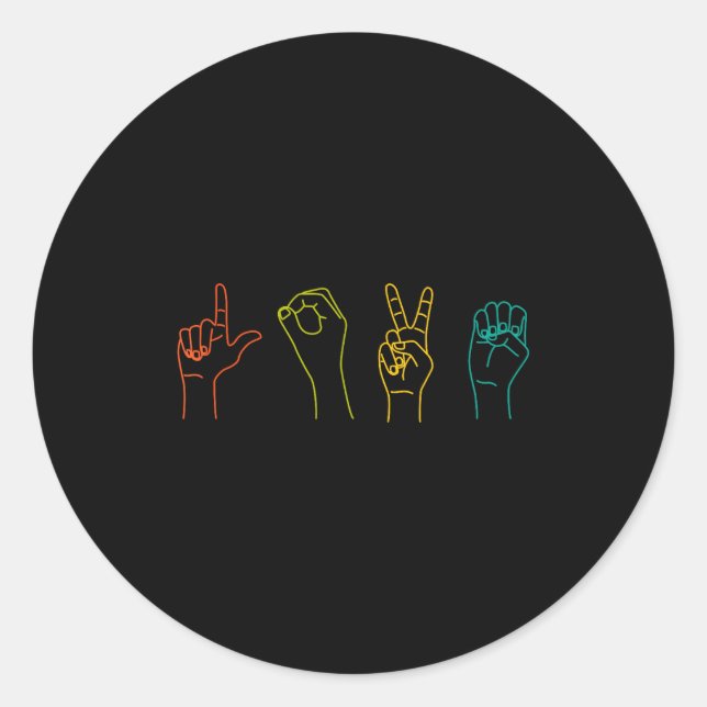Love Asl Sign Language Alphabet Valentines Day  Runder Aufkleber (Vorderseite)