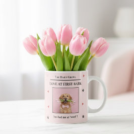 Love at First Bark Personalized Dog Custom Photo Kaffeetasse