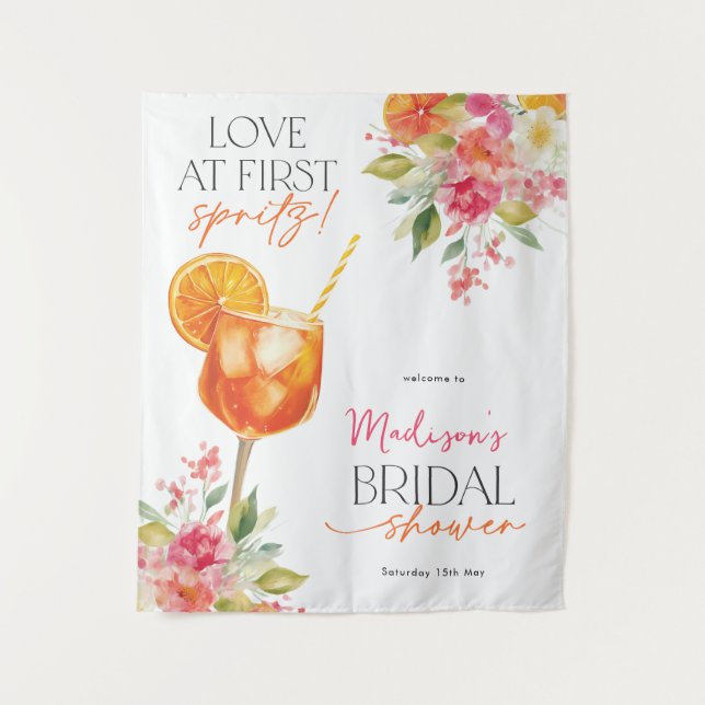 Love at First Spritz Bridal Shower Backdrop Sign Wandteppich (Vorderseite)