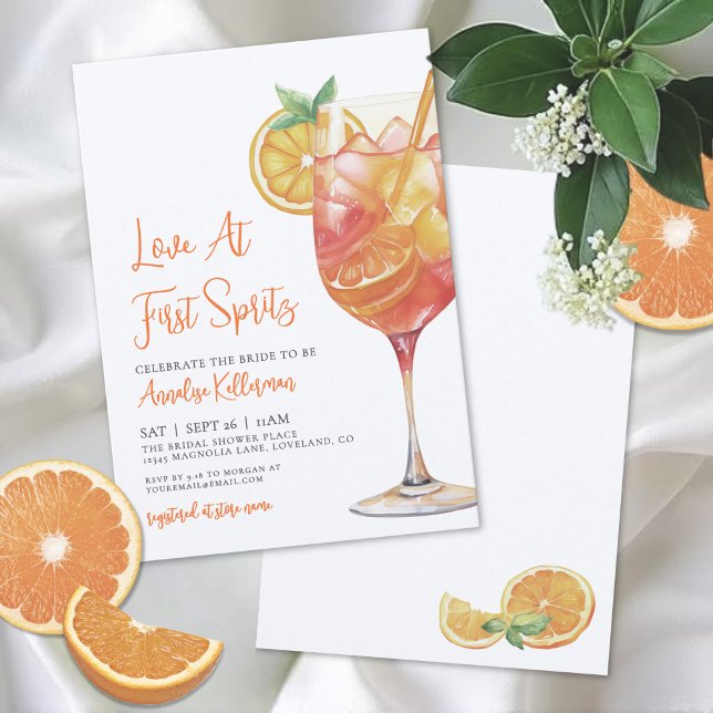 Love At First Spritz Bridal Shower Einladung (Love At First Spritz Bridal Shower Invitation)